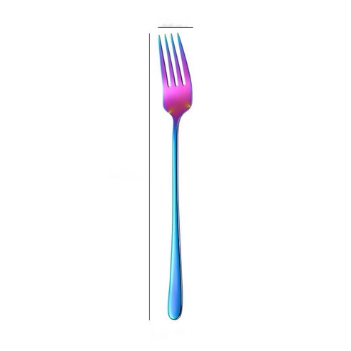 304 스테인리스 스푼 티타늄 도금 포크 한식 포크 창의 긴 손잡이 디저트 커피 스푼 샐러드 과일 포크, 환채 포크