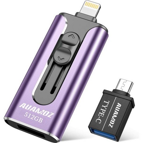 애플 아이폰 아이패드 미니 외장 메모리 컬러 스틱 외장 SSD 라이트닝 8핀 USB3.0, 512GB, Light Purple 암호화폐개인지갑 Best Top5