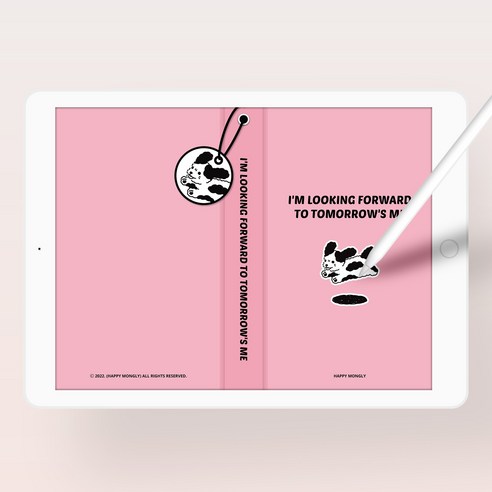 해피몽글리 2025 강아지 만년 다이어리 하이퍼링크 PDF 아이패드 굿노트 속지, 핑크