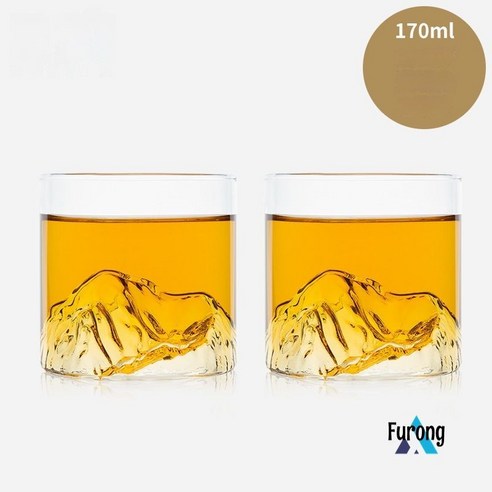 Furong 찻잔 유리물컵 빙산 아이디어 물컵, 야키 일본 산 전망 컵 170ml (투명) 2