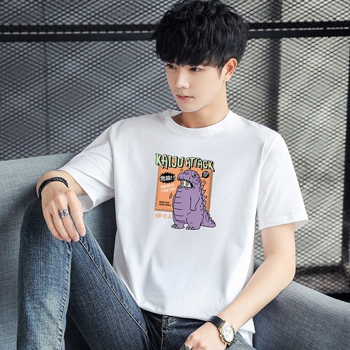 반팔 티셔츠 남자 여름 2021 새로운 한국어 스타일 유행 캐주얼 느슨한 학생 반팔 대형 티셔츠