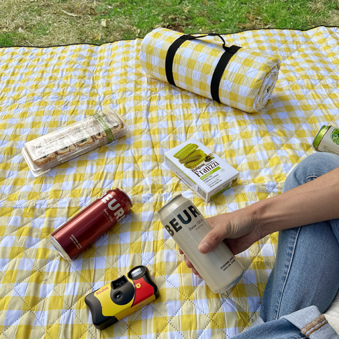 솜솜라이크 푹신한 양면방수 피크닉 매트 돗자리, 옐로우(기본형)