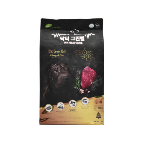 느루펫 닥터그린벨 1.5kg 알러지&다이어트 강아지사료, 500g, 3개