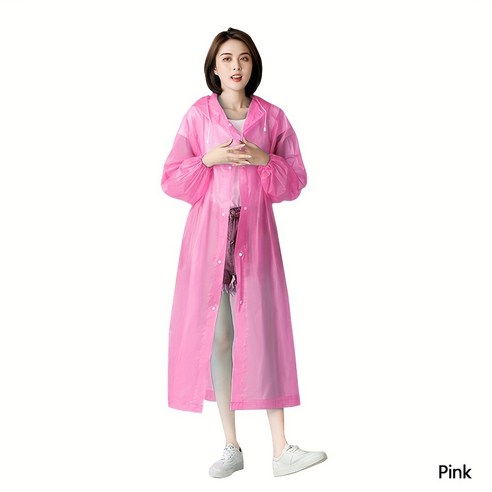 여성을 위한 무지 디자인의 데일리 우비 코트, 보관가방 포함 12 위캔 우비 다회용 EVA 고급 레인 코트