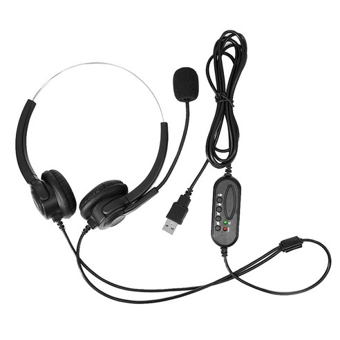 YSSHOP USB 헤드셋 Miphone 인라인 컨트롤이있는 소음 차단 헤드폰, 블랙, 17.5x15cm, 플라스틱