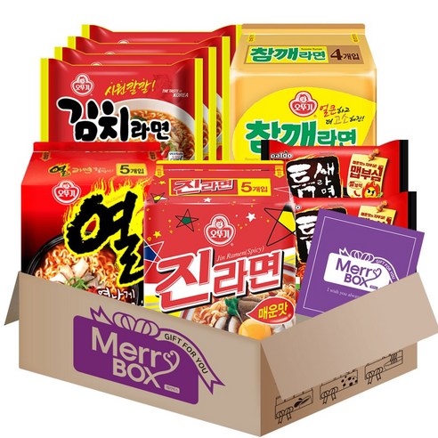 팔도 봉지라면 5종 20봉 (오뚜기 진라면매운맛5p+열라면5p+참깨라면4p+김치라면4p+틈새라면2p)+메세지카드