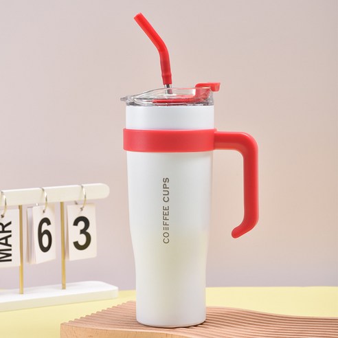 1.25L파스텔 진공 스텐 냉온 텀블러 휴대용얼음컵 커피잔 자동차컵, 화이트, 1개