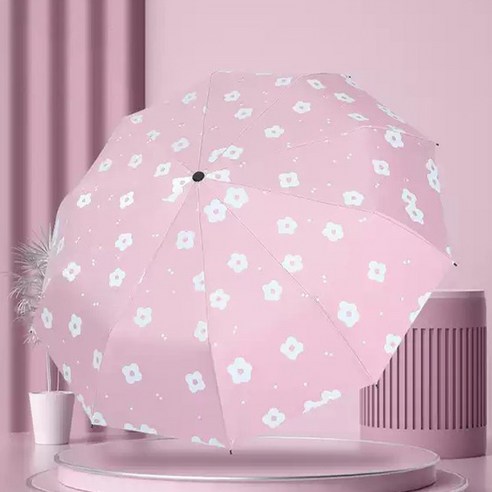 [랜덤플레이] 자동 접이식 플라워패턴 3단 양산 우산