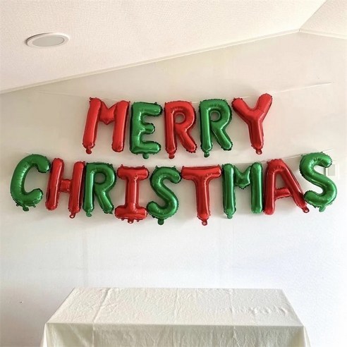 크리스마스가랜더 크리스마스 가랜드 풍선가랜더 글자 풍선 초록 빨강 가랜드 성탄절 파티 데코 소품, 2개, 초록+빨강 글자