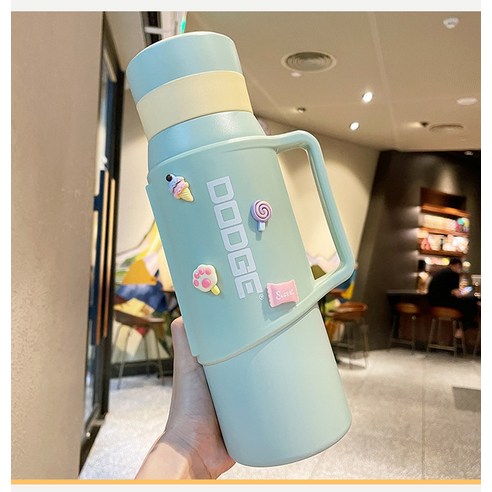 대용량 머그잔 남성 휴대용 홈304스테인레스 스틸 컵, 녹색, 1.2L