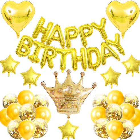 파티 생일 축하 편지 풍선 세트, 황금, 1세트