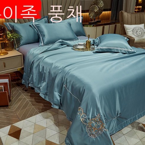 이인풍 여름이불 순색 심플한 북유럽풍 여름이불 물세탁 얼음자수 에어컨 이불 싱글.m. 미샤 얇은 이불 가정용 판다 연근 *cm 단하 이불, 심플 블루