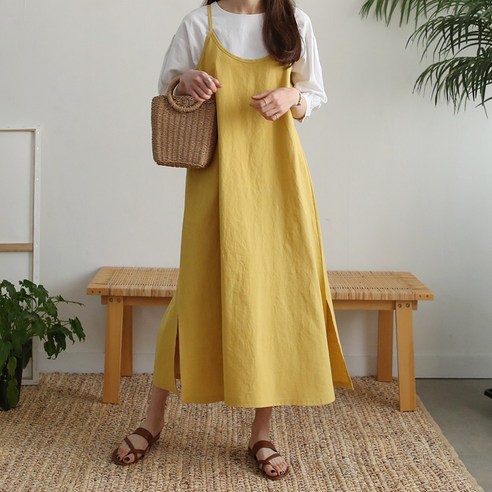 뷔스티에원피스 뷔스티에원피스 데일리앤 첵스 데님 멜빵 원피스 하늘바라기 린넨 뷔스티에 민소매 원피스