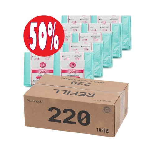 [반값행사] 매직캔 휴지통 9리터 M220 리필 봉투 매직롤 220 10개, 용량 × 수량 섬네일