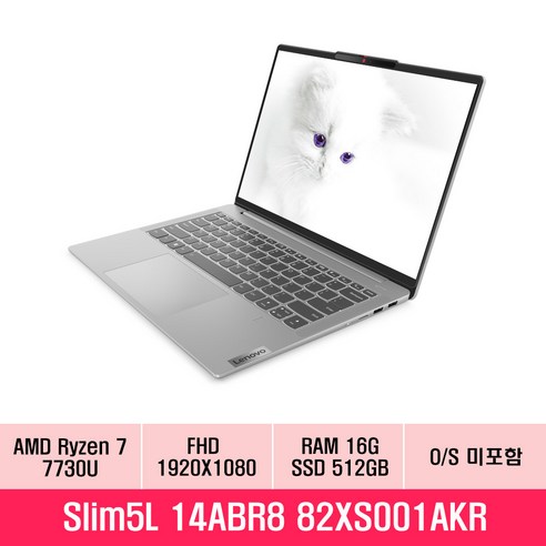 레노버 2023 아이디어패드 슬림 5 라이트 14ABR8 14, CLOUD GREY, 512GB, 16GB, Free DOS, 82XS001AKR