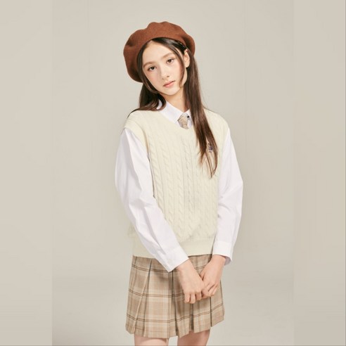 애플핑크 NC05 래빗자수 꽈배기 니트 조끼 APK7S503GI