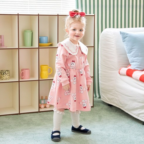 카라기모 소재의 부드러운 귀여운 원피스