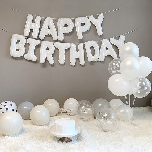 파티아일랜드 HBD 화이트 펄 스탠드 파티 세트, HBD 화이트 펄스탠드세트