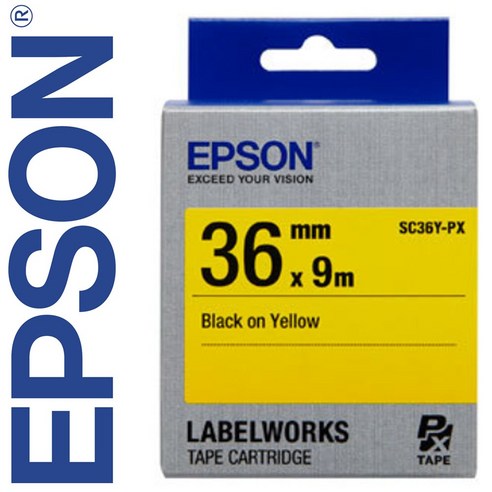 *정품* [ EPSON ] 라벨테이프, SC36Y-PX [36mm 노랑/검정글씨], 1개