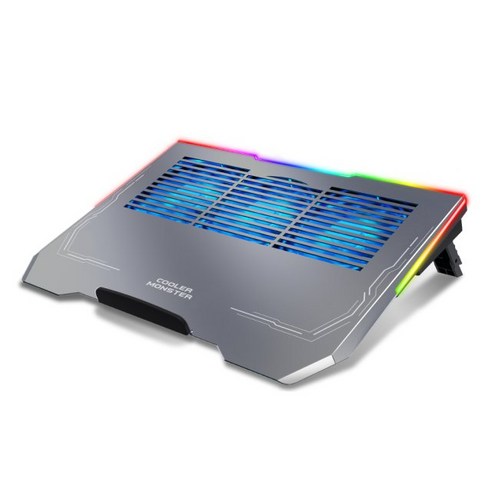 노벨뷰 쿨러몬스터 F3 RGB 게이밍 알루미늄 노트북 거치대, BLUE