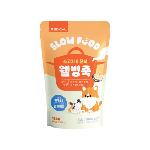 웰빙죽 소고기&전복 기력보충 강아지영양죽 고양이간식 원기회복, 혼합맛(소고기/전복), 120g, 2개