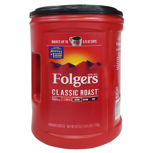 폴저스 클래식 로스트 그라운드 분쇄 커피 1개, 1.23kg
