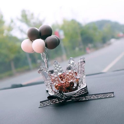 창의 신형 왕관 차 모형 향수 장식품 여자 귀엽다 차 안 장식 용품 차 적재 향기 자리 여자, 1 건, 화이트 크라운 블랙 풍선 장식 비석