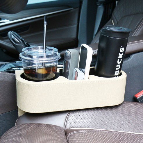 벤오토 차량용 틈새가죽 컵홀더, 브라운, 2개