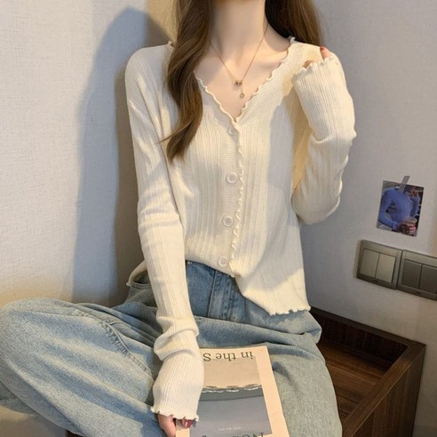 생활에 반하다 여성 봄 여름 골지 가디건: 편안함과 스타일의 만남