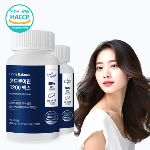 코드밸런스 식약처인증 콘드로이친 1200 상어연골 14448.0mg 초록입홍합 해조 우슬 배합 60정 1개