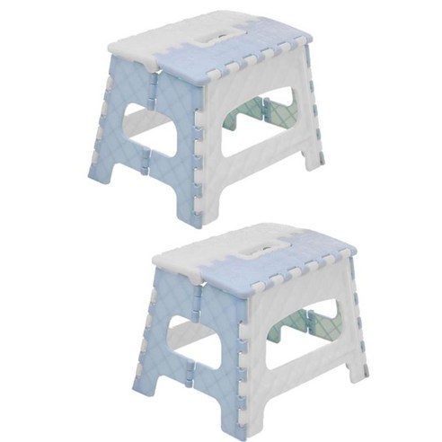 2 조각 접이식 단계 의자 다목적 플라스틱 홈 주방 접이식, 하늘색, 설명