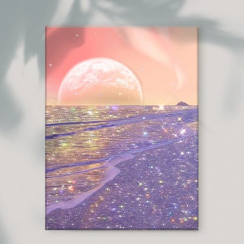 엔픽아트 캔버스형 보석십자수 40x50cm, MK134 핑크빛 하늘 인어, 1개