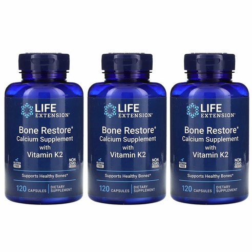 라이프익스텐션 3개X 비타민K2 함유 본 리스토어 캡슐 120정, 3개