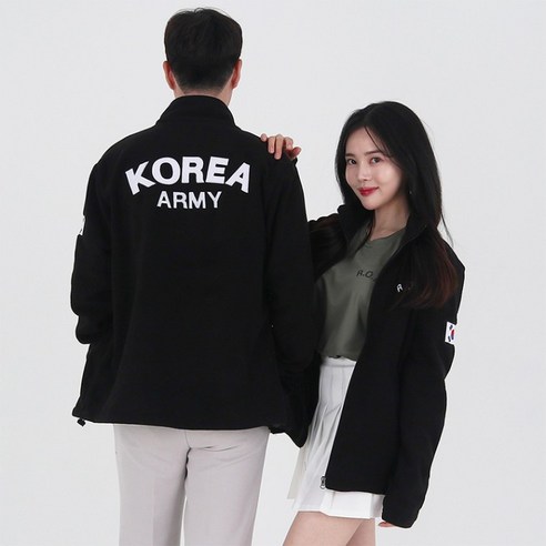 [드림 H&B] 로카 ROKA 코리아 아미 후리스 자켓 올자수 폴라 후드 집업 블랙 방한 기능성 후리스 커플 반티 단체티 가족티
