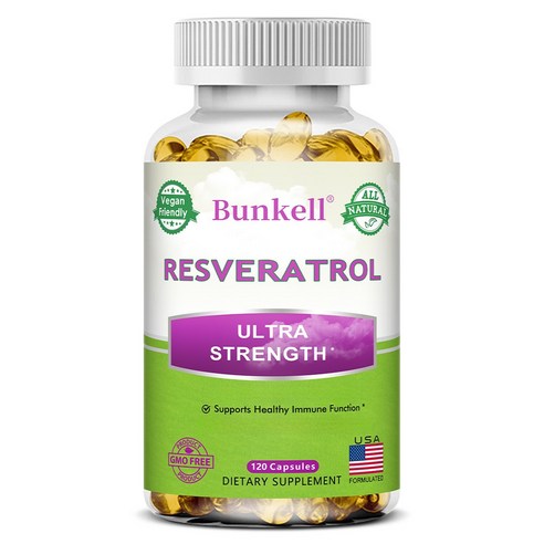 레스베라트롤 캡슐 1000mg - 천연 성분으로 삼키기 쉽고 비건, 글루텐 프리, Non-GMO
