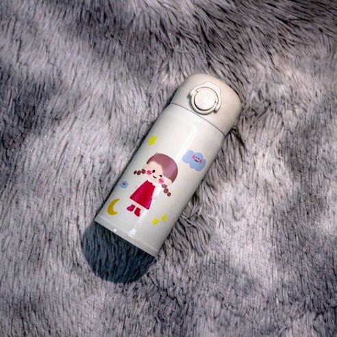 H14 귀여운 입체 만화 점프 보온컵 스테인리스강 작은 물컵 ins 휴대용 컵 선물, 소녀 B, 350ML