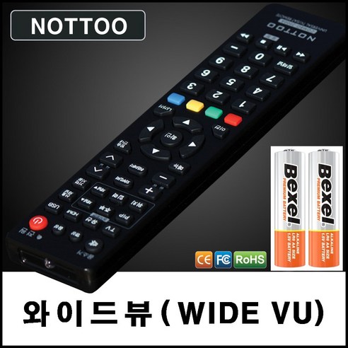 와이드뷰 (WIDE VU) TV리모컨+알카라인건전지, JTR42HRER