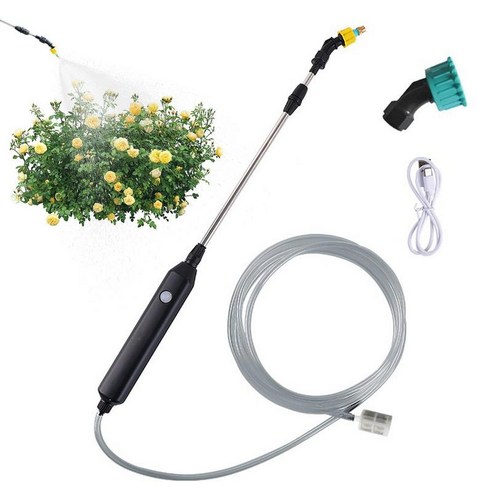 아리코 클래식 압축 분무기 그레이 2L, 2개 충전식분무기 9 정원 급수 스프레이 자동 전기 분무기 usb 충전식 식물 분무기 2m 호스 정원 분무기 청소 도구, 1개