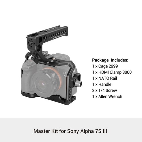 Sunlink 소니 알파 7S III 카메라 케이지 A7siii 장비 세트에 대한 작은 DSLR A7S3 A7SIII 폼 피팅, Black Option 2