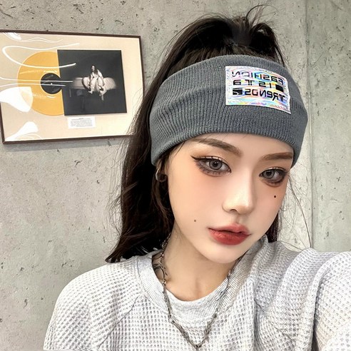DFMEI 여름 얇은 외출 스트랩 여자 세면 여름 머리띠 와이드 스카프 달리기 땀흡수 헤어밴드, DFMEI 그레이/55