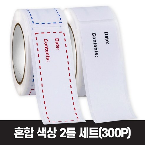 굿즈베어 잘 붙고 잘 떨어지는 냉장고 식품 정리 라벨 방수 스티커, 혼합색상 2롤