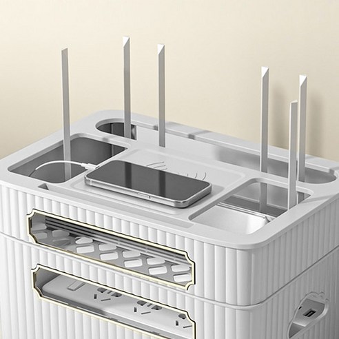 집안의 질서를 정연하게 정돈해주는 뉴라인 다용도 멀티탭 와이파이 공유기 정리함