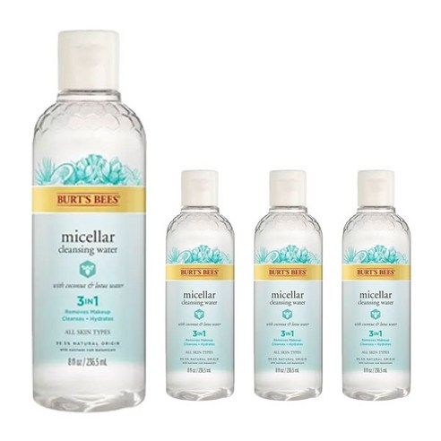 버츠비 미셀라 클렌징 워터 3 인 1 코코넛 & 로터스, 4개, 236.5ml