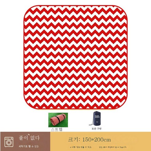DFMWI.피크닉 매트.Picnic mat.--피크닉 매트 야외 취사 방습 매트 두툼한 방수 매트 텐트 매트 비치 매트 피크닉 천, 레드웨이브150*200Cm(초음파유형)