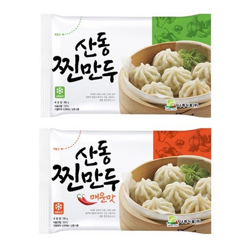 [푸드멍] 나래식품 산동만두 산동 찐 만두 6구 180g X (산동만두 순한맛 10개 + 산동만두 매운맛 10개), 1세트