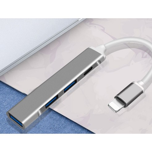 ANKRIC USB 허브 아이폰 1분 4 USB 3.0 알루미늄 USB 분선기 OTG 하드디스크 판독, 그레이