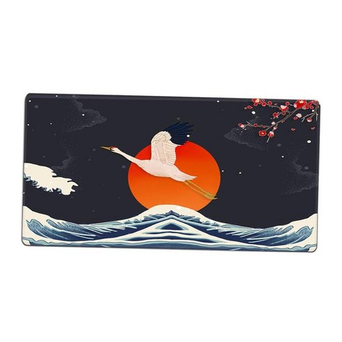 고전 중국 스타일 90x40cm 확장 마우스 패드 키보드 매트 스티치 가장자리, 400x900x3mm, 고무, B