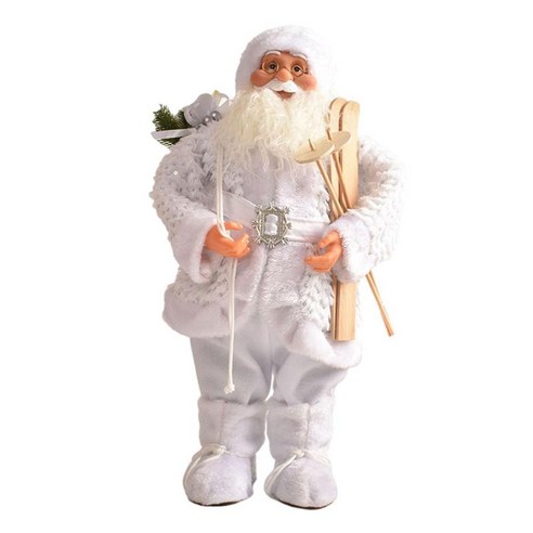 산타 클로스 눈사람 입상 귀여운 산타 클로스 동상 선물 책상 장식 실내 야외 크리스마스 트리 액세서리, 45cm 흰색 장식 조각, 플라스틱 천