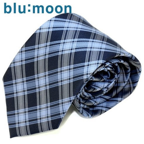 블루문 넥타이 - 파인체크 블루 8cm