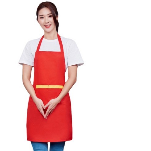 ANKRIC 방수앞치마 호텔 작업 앞치마 유니폼 주방 교수형 목 먼지 방지 방오 앞치마, 빨간색